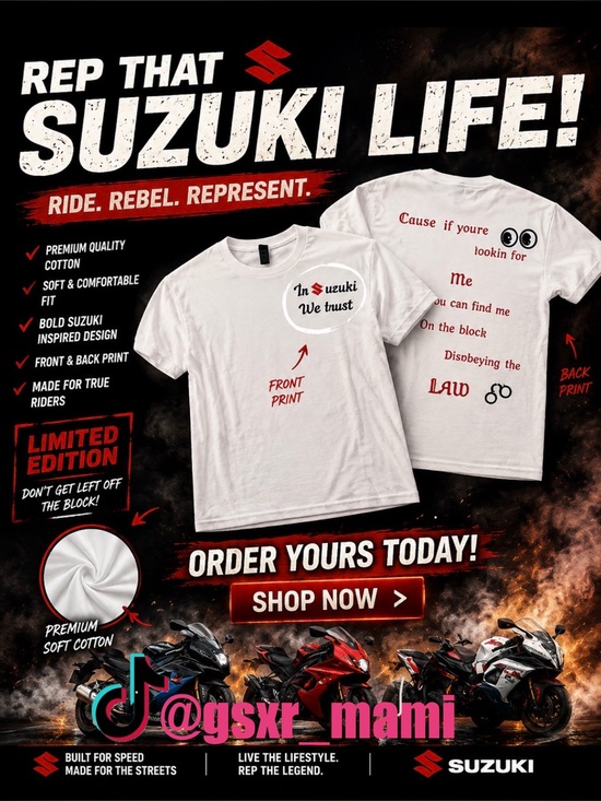 Other - Suzuki White Graphic Tee - "Suzuki Life"